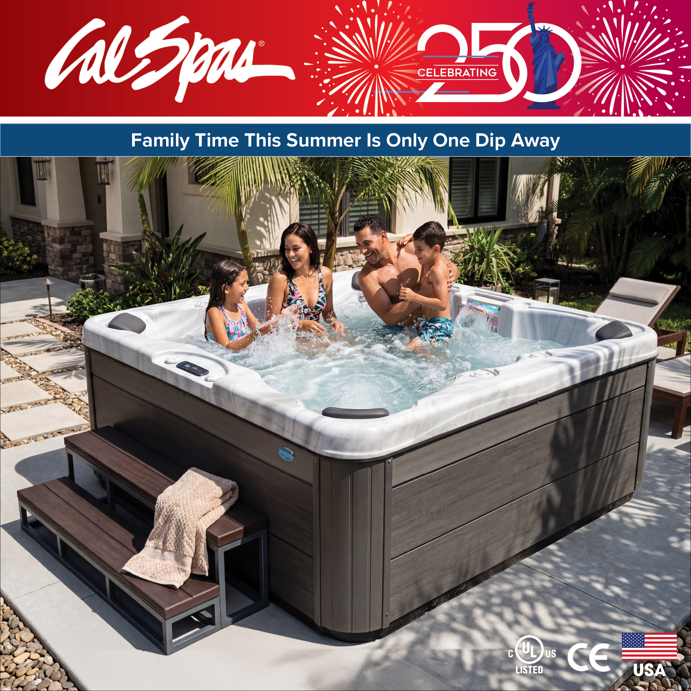 Calspas hot tub being used in a family setting - Parma